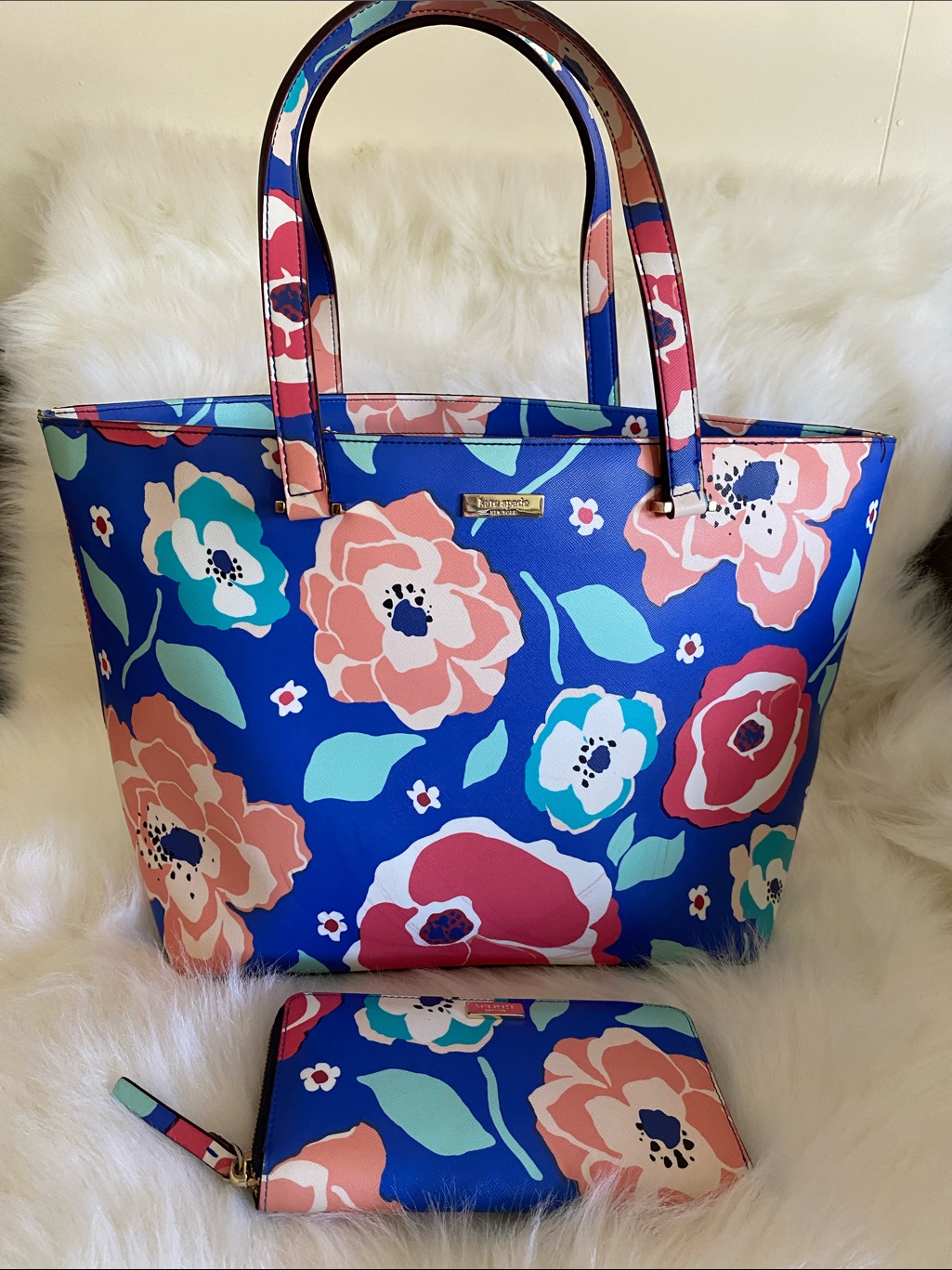 Kate Spade Jules Newbury Lane Cherry Floral Tote W/ Matching Wallet